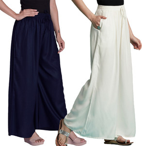 VEDANA Flared Women Dark Blue, White Trousers