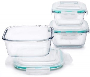Shivanta Enterprise Glass Storage Bowl Borosilicate Square Glass Food Storage Containers Microwave and Oven Safe with Air Vent Lids- Set of 3-320ml, 520ml, 800ml