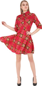 Emeros Women Skater Pink Knee Length Dress