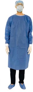 AKTIO PPE Disposable Gown|Blue| Face shield, pair of gloves, shoe pair, cap, disposable 3-ply mask with Free Cloth Mask Safety Jacket