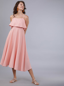 Tokyo Talkies Women A-line Pink Midi/Calf Length Dress