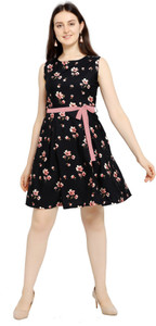 tanvi creation Women A-line Black Knee Length Dress