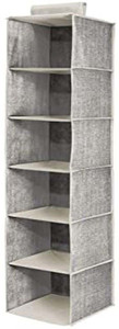 FosCadit 6 Self Home Hanging Clothes Organizer Wardrobe Non-Woven Fabric with PVC Zippered Closure Closet Organizer