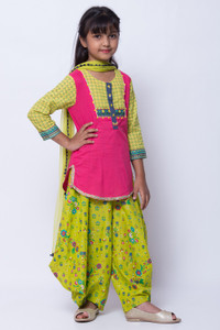 BIBA Girls Festive & Party Kurta and Dhoti Pant Set