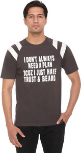 HVBK Typography Men Round Neck Grey T-Shirt