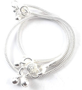 TIRUPATI Deals New Special 925 Sterling Silver Plain Snake Chain Design, Flat and Smooth, Simple and Sober Ethnic Traditional Anklet Jewellery Payal for Women and Girls, Festive Gift Item, Silver Anklet Silver, Brass, Alloy, Cotton Dori Anklet