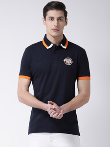 Club York Solid Men Polo Neck Dark Blue T-Shirt
