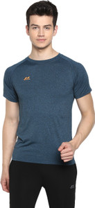 NIVIA Solid Men Round Neck Blue T-Shirt