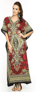UKAL Pack Of 2 Women's Kaftan Dresses – Dashiki Print Long Cover Ups For Beach & Lounge (Orange & Blue)
