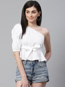 STREET9 Casual Sleeveless Solid Women White Top