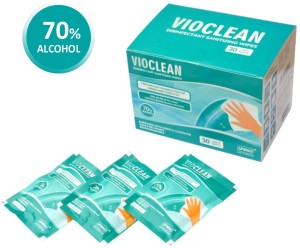 Vioclean Disinfectant Sanitizing Wipes, 70% Alcohol, 30 large wipes, For instant disinfection of hands and surfaces