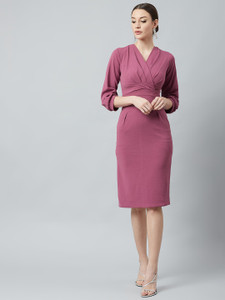 ATHENA Women Sheath Gold Midi/Calf Length Dress