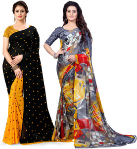 ANAND Polka Print Bollywood Georgette Saree