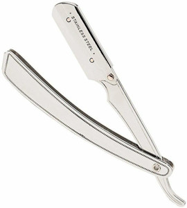 United Silver Stainless Steel Straight Barber Folding Hair Salon Razor, Men