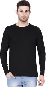 RSO Outfits Solid Men Round Neck Black T-Shirt