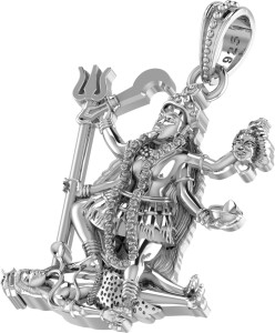 Akshat Sapphire Sterling Silver (92.5% purity) Goddess kali maa (Big Size) Pendant for Men & Women Pure Silver Lord Maa Kaali Locket (Big Size) for Good Health & Wealth Sterling Silver Pendant