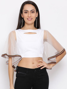 ALL WAYS YOU Casual Short Sleeve Solid Women White Top