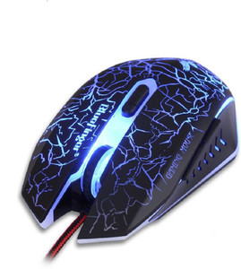 Bluefinger Adjustable DPI Gaming Mouse USB Wired 4Color 7 Programmable Buttons LED Backlit Gaming Mouse with Cool Crack Adjustable Color and DPI 800-1200-1600-2000 Wired Ambidextrous Optical  Gaming Mouse