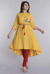 ISHKRATI Women Embroidered High Low Kurta