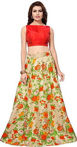 QUEDDY'S Floral Print Semi Stitched Lehenga Choli