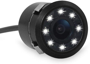 कैरम्पायर Mini Car Rear View Camera Night Vision Backup Camera with Waterproof IP67 Color CMOS 8 LED Lights Flush Mount 170 Viewing Angle व्हीकल कैमरा सिस्टम