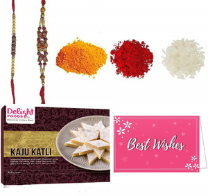 Delight Foods Rakhi Gift Combo - Premium Kaju Katli - Cashew Barfi Assorted Gift Box