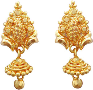 oh wow one gram gold jewellery earrings jhumka Copper, Alloy Jhumki Earring