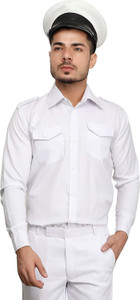 FABUNIFORMS पुरुषों के लिए सॉलिड फॉर्मल सफेद  शर्ट