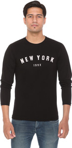 HVBK Printed Men Round Neck Black T-Shirt