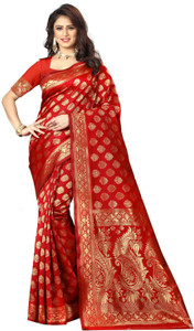 signagraph Embellished Kanjivaram Silk Blend, Jacquard Saree