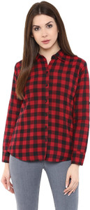 Farha Women Checkered Casual Red Shirt