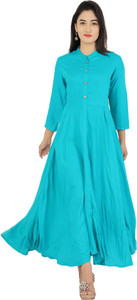 BHAGLI Women Maxi Light Blue Full Length Dress