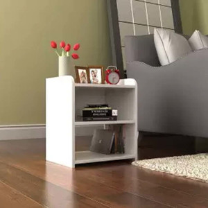 INDIAN DECOR SZY End Table with Open Shelves, Bedside Table with Storage, Natural Wood Finish Engineered Wood Bedside Table