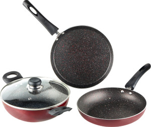 VINOD 3 Pcs Supreme Non-Stick Induction Bottom Non-Stick Coated Cookware Set