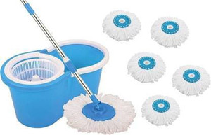 तनकित 360 degree Spin Mop With 6 Refills, Durable Bucket With Extendable Handle- For Perfect Cleaning Mop Set, Mop मॉप, बाल्टी, मॉप रीफिल
