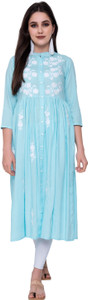 Purvija Kurties Women Embroidered Flared Kurta