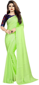 ZURINE Solid/Plain Bollywood Chiffon Saree