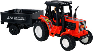 Miniature Mart Small Size Plastic Made Indian Jai Jawan Jai Kisan Tractor With Trailer With Basic Quality Scale Model Pull Back & Go | Toys |Toy Tractor For kids | Use As Showpiece | Toys For Boys | Safe Quality Toys For Children