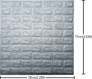 wewell (5 Pc) 3D Brick Wall Stickers Panel Self Adhesive Peel & Stick Wallpaper for Wall Home Decor(70 x 77cm, Appx. 5.8Sq Feet). Pack of 5