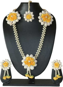 Rozec Fabric, Paper White, Yellow Jewellery Set