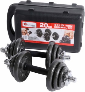 Powermax Fitness PDS-20KG Dumbbell Set with Non-Slip Grip for Home Use Adjustable Dumbbell