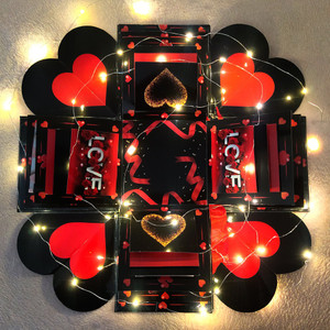 TrendyGift Surprise Explosion Photo Album Box with LED Cork String light (Without Photos) Greeting Card