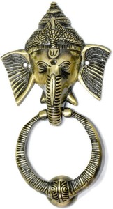 H&T PRODUCTS Ganesh Door Knocker (Antique Brass, Size 8 inch,Pack of 1) Brass Door Knocker