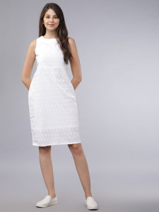 Tokyo Talkies Women A-line White Knee Length Dress