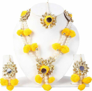Rozec Fabric, Paper Yellow, Gold Jewellery Set