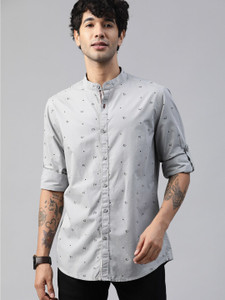 Roadster Men Printed Casual Grey Shirt