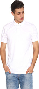 Arbour Self Design Men Polo Neck White T-Shirt