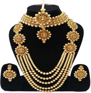 jatin imitation Metal, Stone Gold-plated Gold Jewellery Set