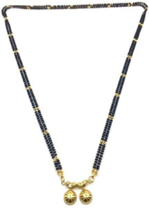 MAMATA Gold Plated Black Metal 28-inch Length Vati Tanmaniya Pendant/Double Line Layer Long Alloy Mangalsutra