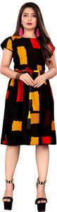 maruti fab Women Skater Black Knee Length Dress